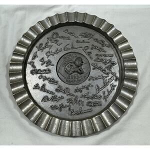 1975 CINCINNATI REDS World CHAMPIONS 7.25" Metal PLATE Wall Art Tray BURKHARDT'S